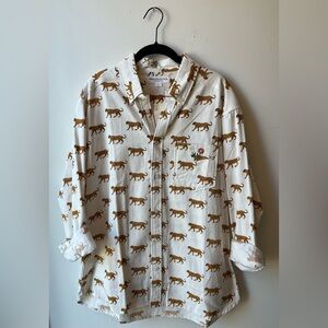 Emerson Fry Ryan Shirt in Ivory Cheetah Organic Large - NWT